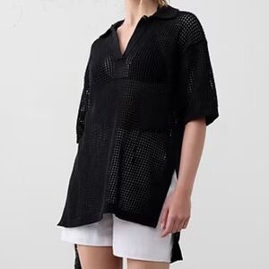Banana Republic Black Mesh Swim Open Stitch Sweater Coverup
